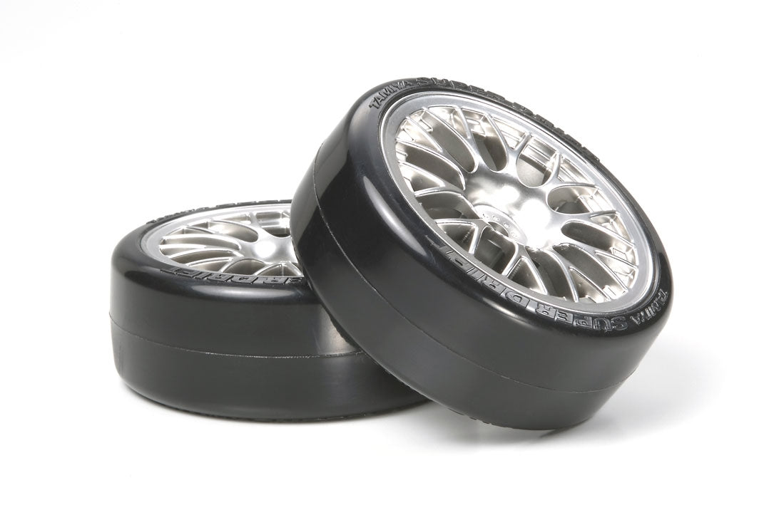 Tamiya Hop-Up Options 54021 24mm Metal Plated Mesh Wheels With Super Dirftech Tires