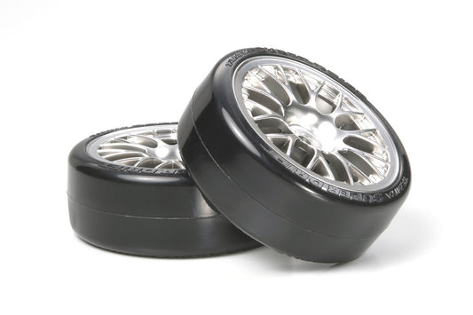Tamiya Hop-Up Options 54021 24mm Metal Plated Mesh Wheels With Super Dirftech Tires