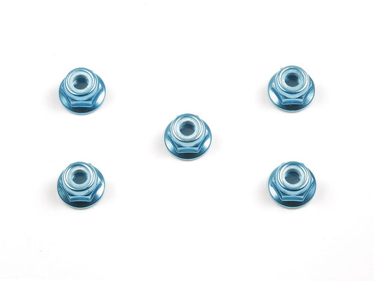 Tamiya Hop-Up Options 53159 4mm Anodized Aluminum Flange Lock Nuts (Blue 5pcs)