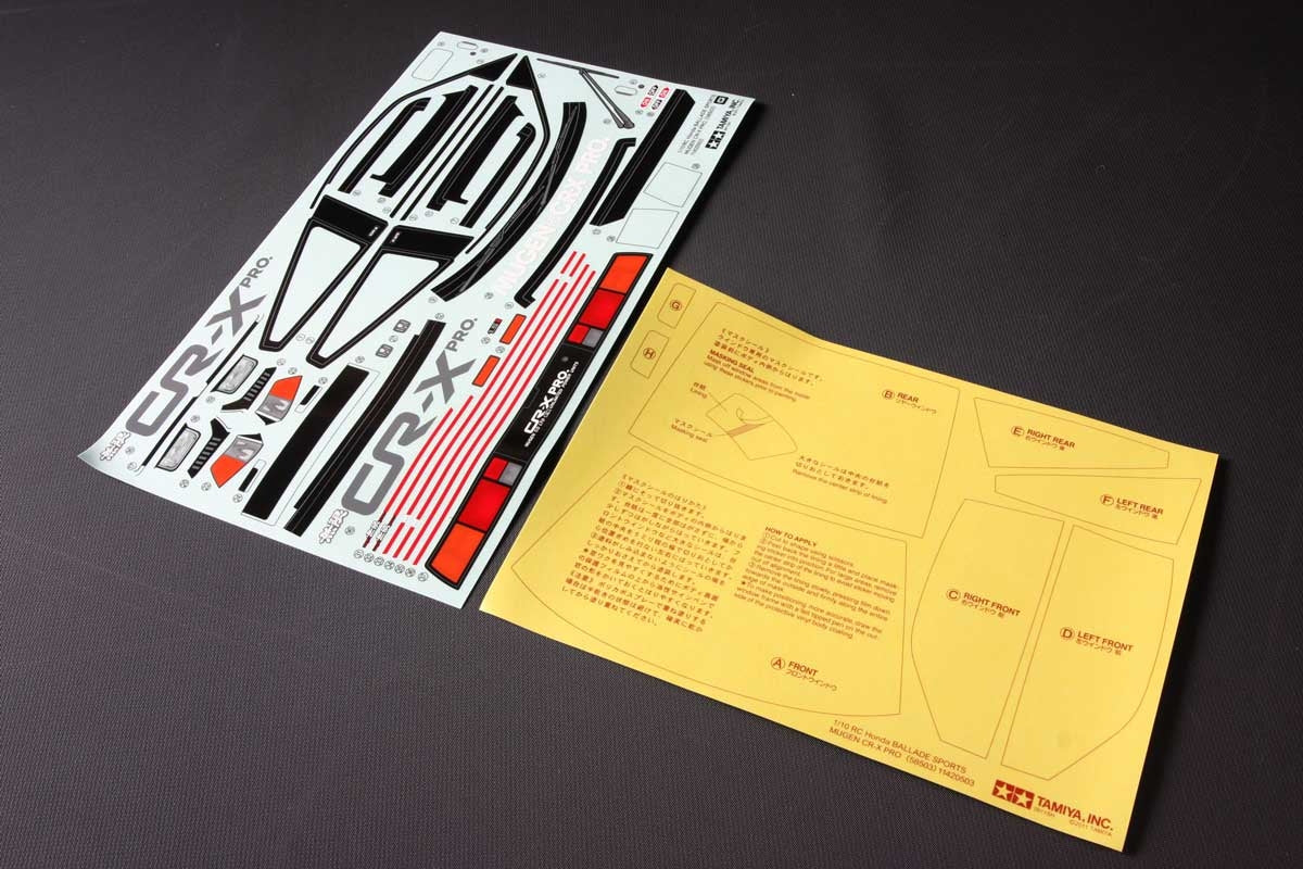 Tamiya 1/10 RC 51467 Honda Ballade Sports Mugen CR-X PRO Clear Body Parts Set